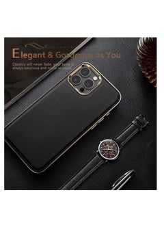 Aookay For iPhone 16 Pro Case, Compatible with Magsafe Premium Leather with Microfiber Lining Business Classic Cover Soft Grip Shockproof Magnetic Cases for iPhone 16 Pro (Black)  - Image 3