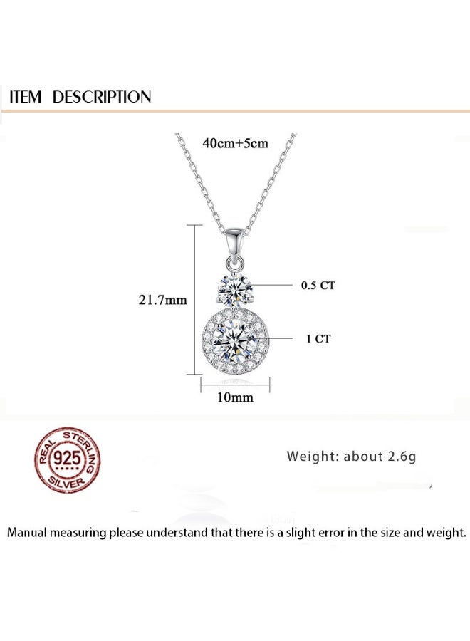 Toby Luxury Round Moissanite Necklace for Women 40+5CM – S925 Sterling Silver with Certificate of Authenticity and Elegant Gift Box - Image 1