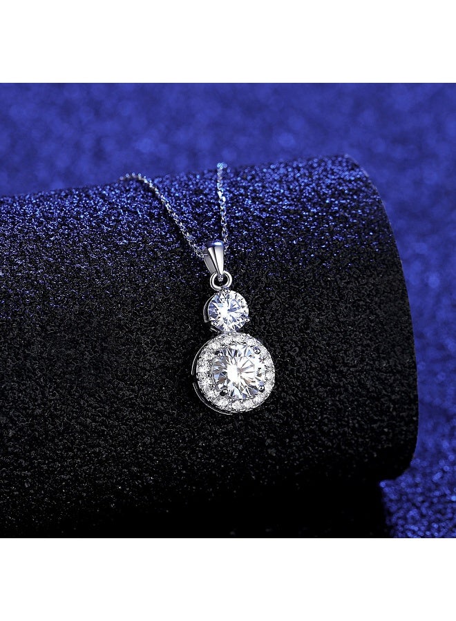 Toby Luxury Round Moissanite Necklace for Women 40+5CM – S925 Sterling Silver with Certificate of Authenticity and Elegant Gift Box - Image 3