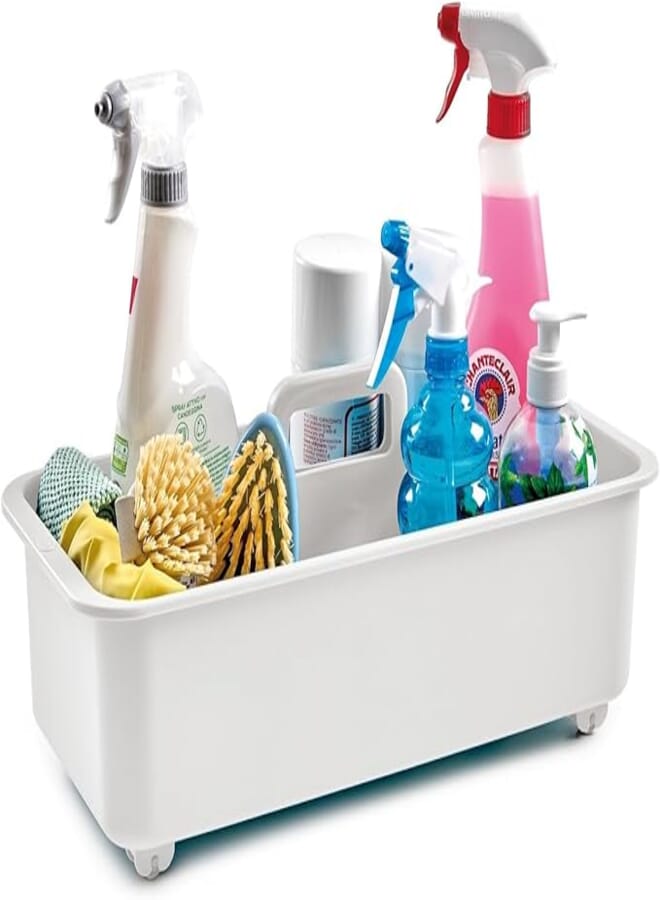 Snips White Undersink Organiser | Under Sink Basket with Wheels | Made in Italy