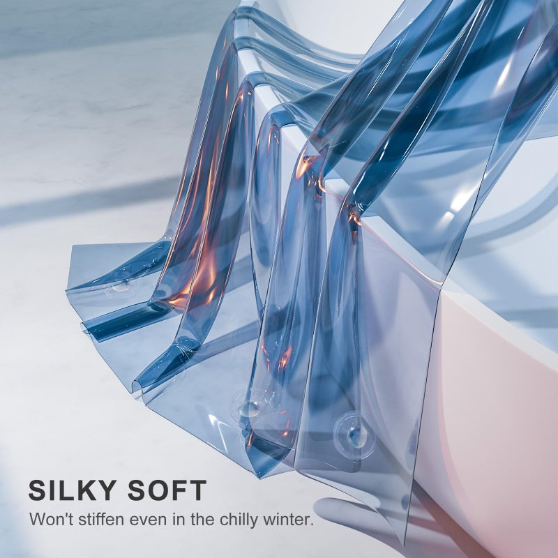 AmazerBath Shower Curtain Liner, 100% EVA Soft Clear Blue Heavy Duty Shower Curtain and Liner 2-in-1, 72x72 Luxury Plastic Weighted Bathroom Shower Liner, 12 Rustproof Grommets & 3 Heavyweight Stones - Image 2