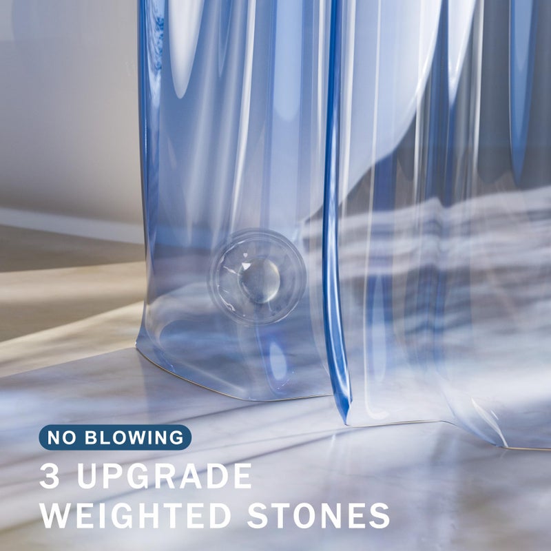 AmazerBath Shower Curtain Liner, 100% EVA Soft Clear Blue Heavy Duty Shower Curtain and Liner 2-in-1, 72x72 Luxury Plastic Weighted Bathroom Shower Liner, 12 Rustproof Grommets & 3 Heavyweight Stones - Image 3