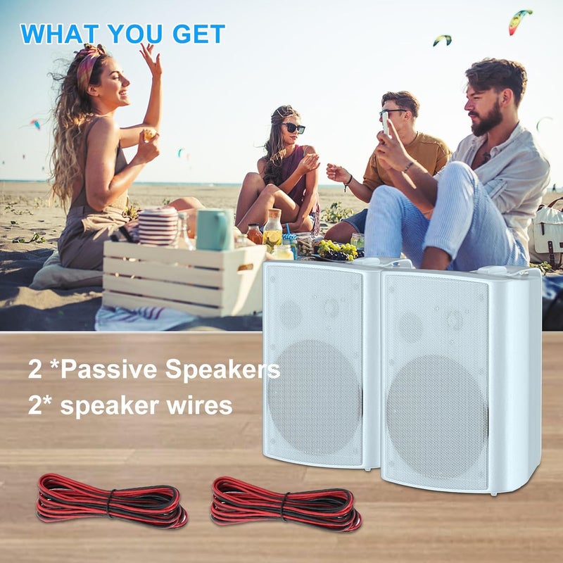 Herdio 6.5 Inch 400W Indoor Outdoor Speakers Wired Waterproof Passive with Powerful Bass,Wall Mount Speakers for Patio Garage Covered Deck,All-Weather Durability(Pair,White) - Image 5