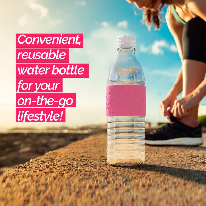 Copco Hydra 16.9 oz Water Bottle with Leak-Proof Lid - Tritan Reusable with Textured Grip Sleeve - BPA-Free, Shatter-Resistant, Dishwasher Safe for Travel, Gym, Work, Outdoors (Pink) - Image 2