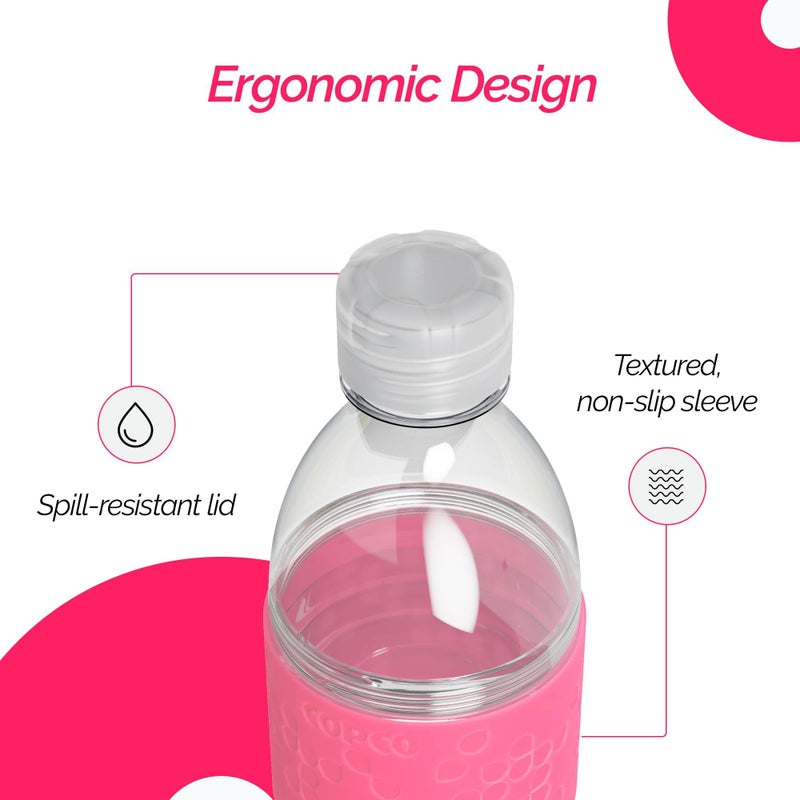 Copco Hydra 16.9 oz Water Bottle with Leak-Proof Lid - Tritan Reusable with Textured Grip Sleeve - BPA-Free, Shatter-Resistant, Dishwasher Safe for Travel, Gym, Work, Outdoors (Pink) - Image 5