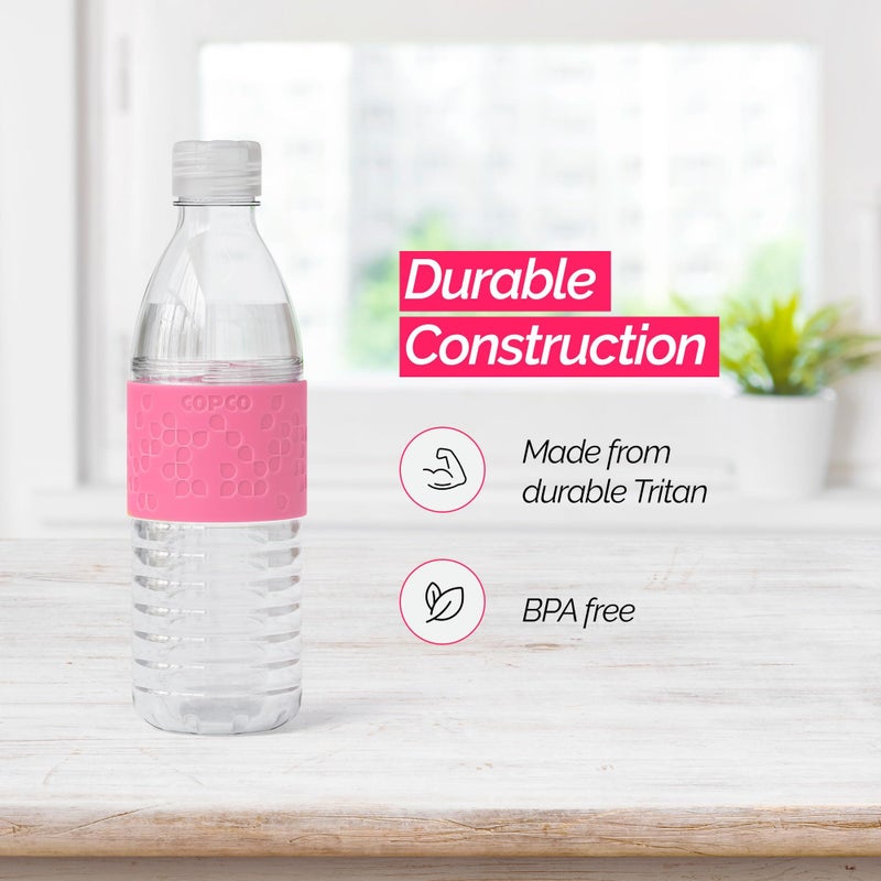 Copco Hydra 16.9 oz Water Bottle with Leak-Proof Lid - Tritan Reusable with Textured Grip Sleeve - BPA-Free, Shatter-Resistant, Dishwasher Safe for Travel, Gym, Work, Outdoors (Pink) - Image 3