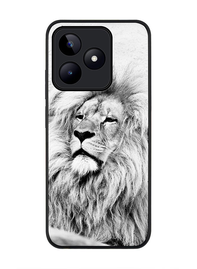 Stylizedd Rugged Black edge case for Realme C51 / Realme Note 50 4G, Slim fit Case Flexible Anti Drop TPU Gel Thin Cover - Wise Lion  - Image 1