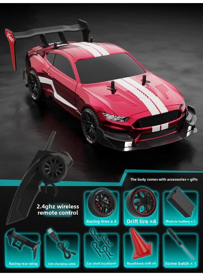 إسكدنيا RC1:14 سيارة سباق ذات دفع رباعي وجهاز تحكم عن بعد عالي السرعة GTR سيارة رياضية لايت بوي لعبة سيارة سباق بجهاز تحكم عن بعد - اللون: 1:14 أحمر Wild Horse-Scale: لوحة بطارية مزدوجة - Image 1