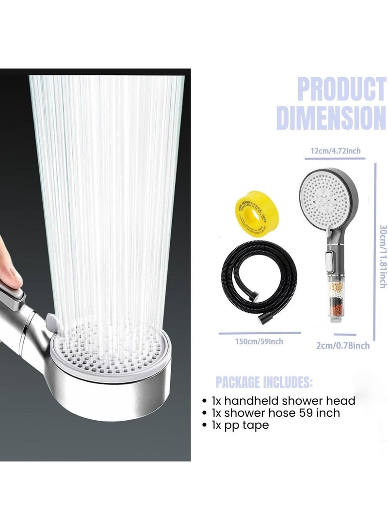 Relex "Handheld Shower Head Set Black with Filter, 7 Inches Showerhead with 150CM Shower Hose 5-mode with Hard Water Filter for Bathroom Remove Chlorine and Harmful Substance (Black Shower Set 1.5M) " - Image 4