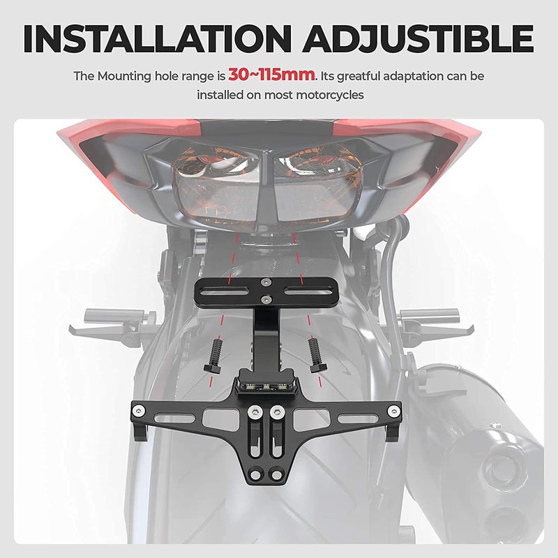 Gear Up CNC Adjustable LED Tail Tidy with Number Plate Holder with LED for Yamaha MT15 (Black) - Image 2