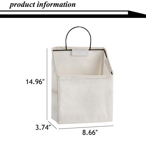 RUIPBOTE Wall-Hanging Storage Bags, Desktop Organizer Basket Cotton Linen Hanging Storage Basket for Kitchen,Bderoom,Living Room (#2 White) - Image 2