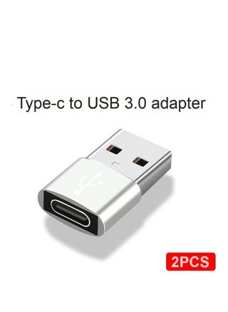 2-Piece Type-C to USB-A Converter OTG Adapter Set Silver