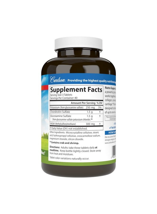 Carlson - Nutra-Support, Glucosamine Chondroitin & MSM, Joint Function, Cartilage Support & Optimal Wellness, 120 tablets - Image 2