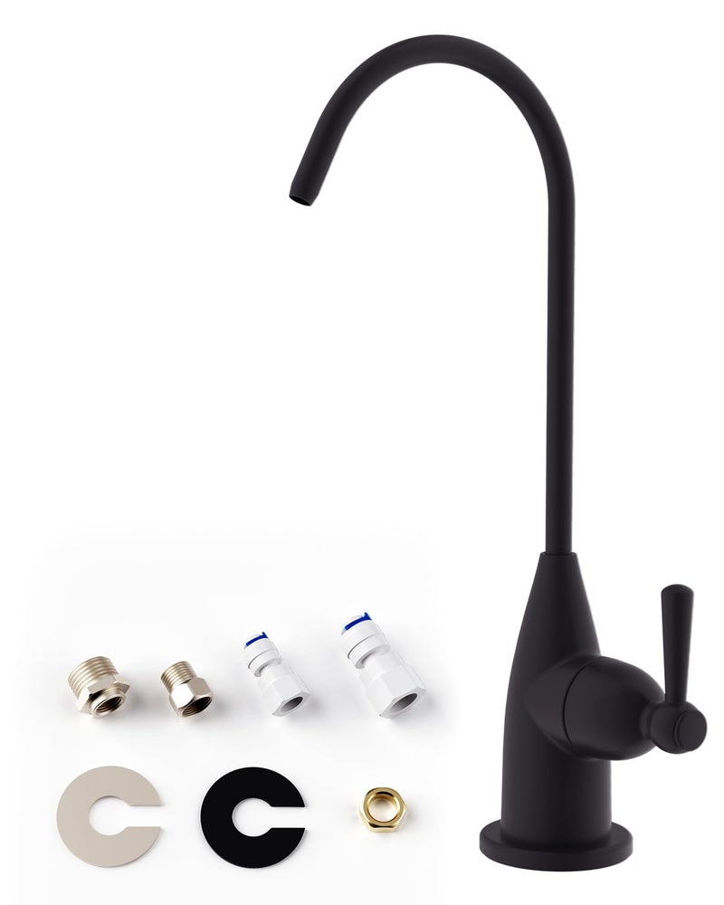 Hibbent Drinking Water Faucet for Bar Kitchen Sink  Lead-Free Water Filter Faucet Stainless Steel Reverse Osmosis Faucet RO Faucet for Under Sink Water Filtration System Matte Black Finish - Image 1