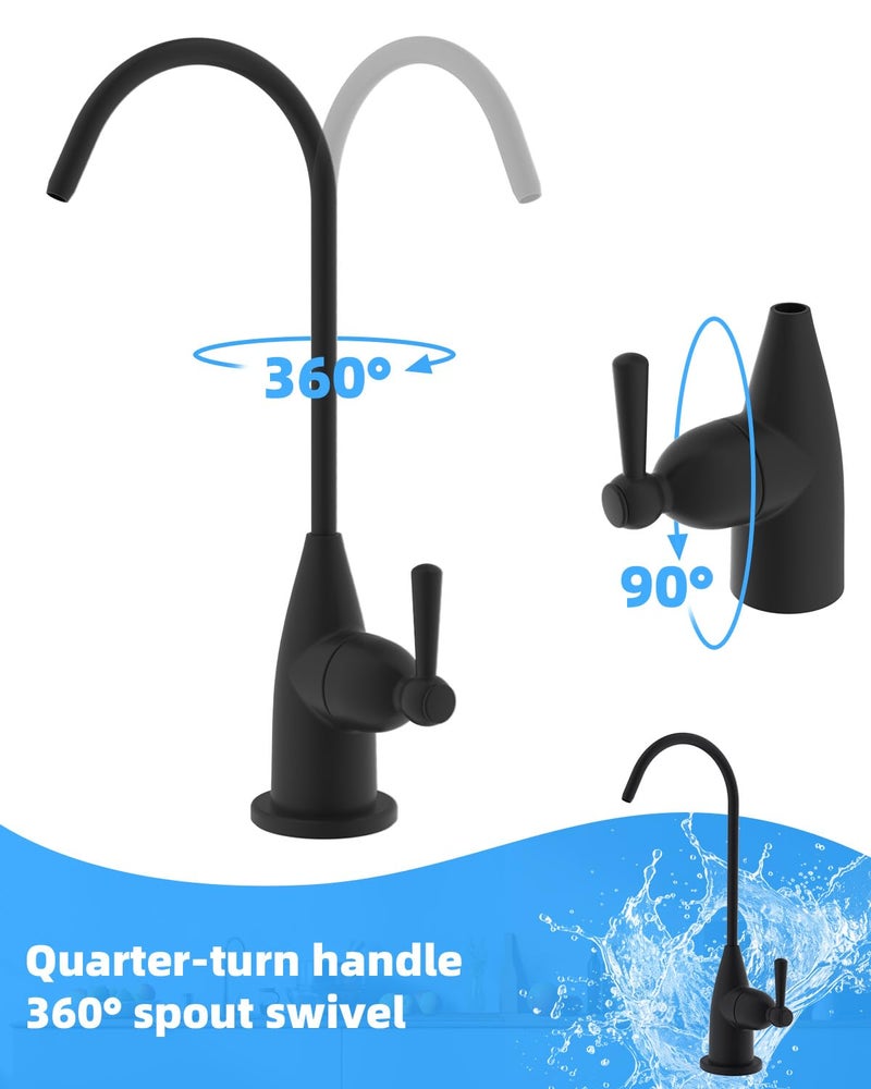 Hibbent Drinking Water Faucet for Bar Kitchen Sink  Lead-Free Water Filter Faucet Stainless Steel Reverse Osmosis Faucet RO Faucet for Under Sink Water Filtration System Matte Black Finish - Image 5