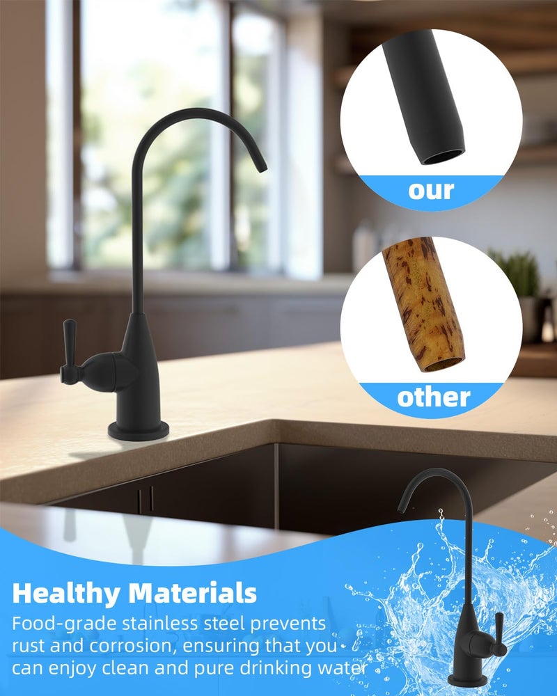Hibbent Drinking Water Faucet for Bar Kitchen Sink  Lead-Free Water Filter Faucet Stainless Steel Reverse Osmosis Faucet RO Faucet for Under Sink Water Filtration System Matte Black Finish - Image 4