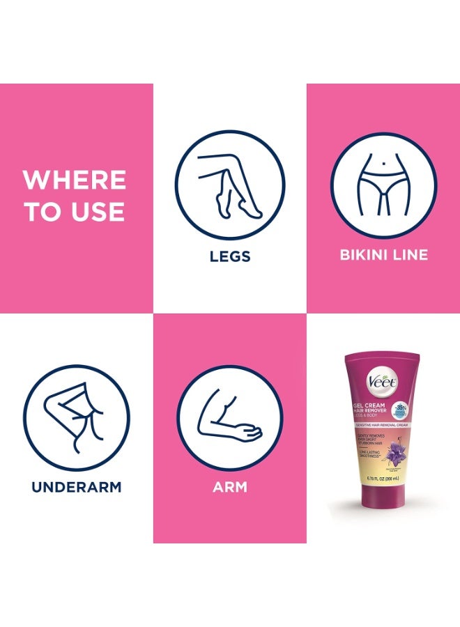 Veet Hair Removal Cream VEET Legs & Body 3 in 1 Gel Cream Hair Remover, Sensitive Formula with Aloe Vera and Vitamin E  200ML - Image 5