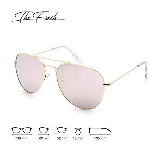 The Fresh Classic Metal Frame Mirror Lens Aviator Sunglasses with Gift Box (04-GOLD, PINK) - Image 2