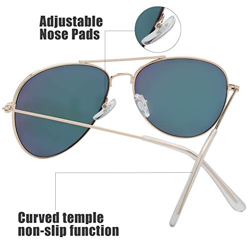 The Fresh Classic Metal Frame Mirror Lens Aviator Sunglasses with Gift Box (04-GOLD, PINK) - Image 4