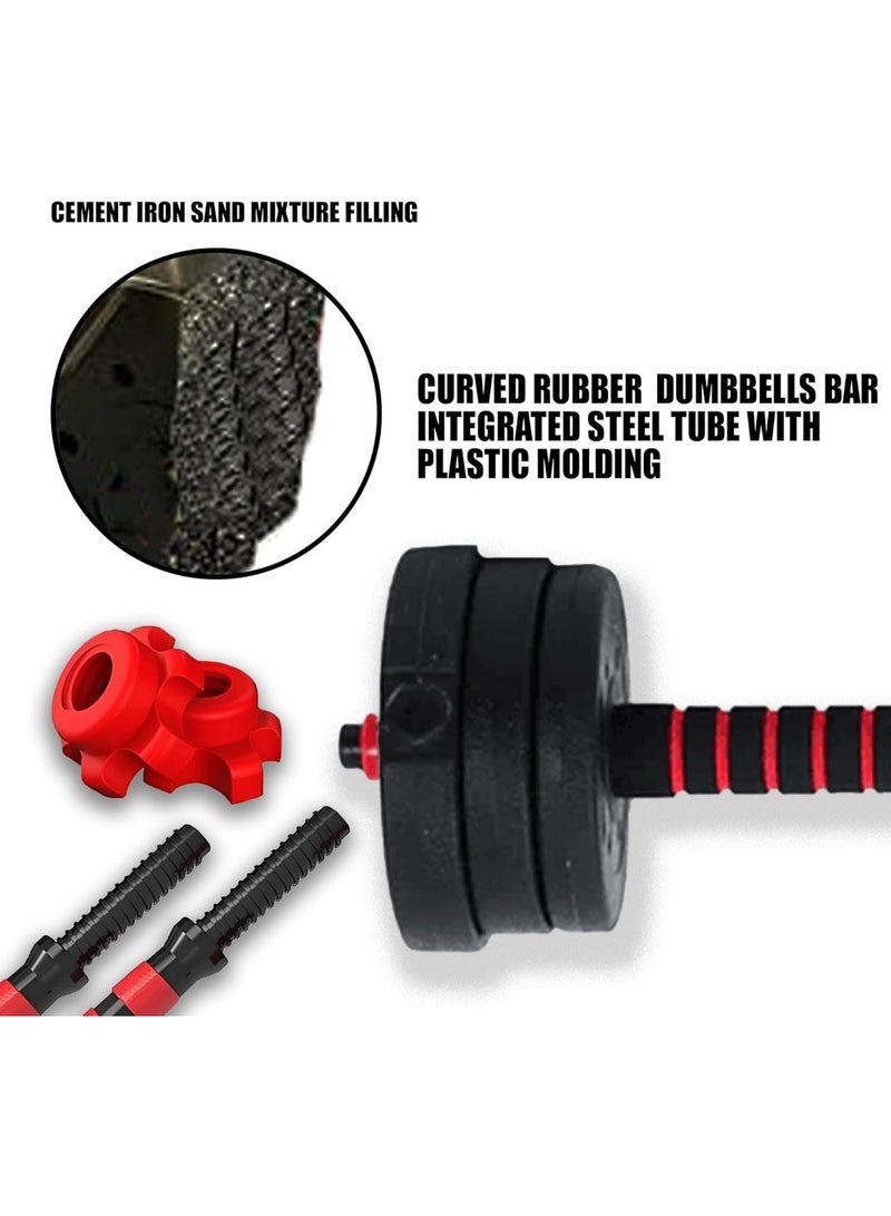 DEXO 10kg Adjustable Dumbbell Set with Spinlock Collars, Non-Slip Handles, Barbell Conversion Kit for Home Gym Strength Training - Image 3