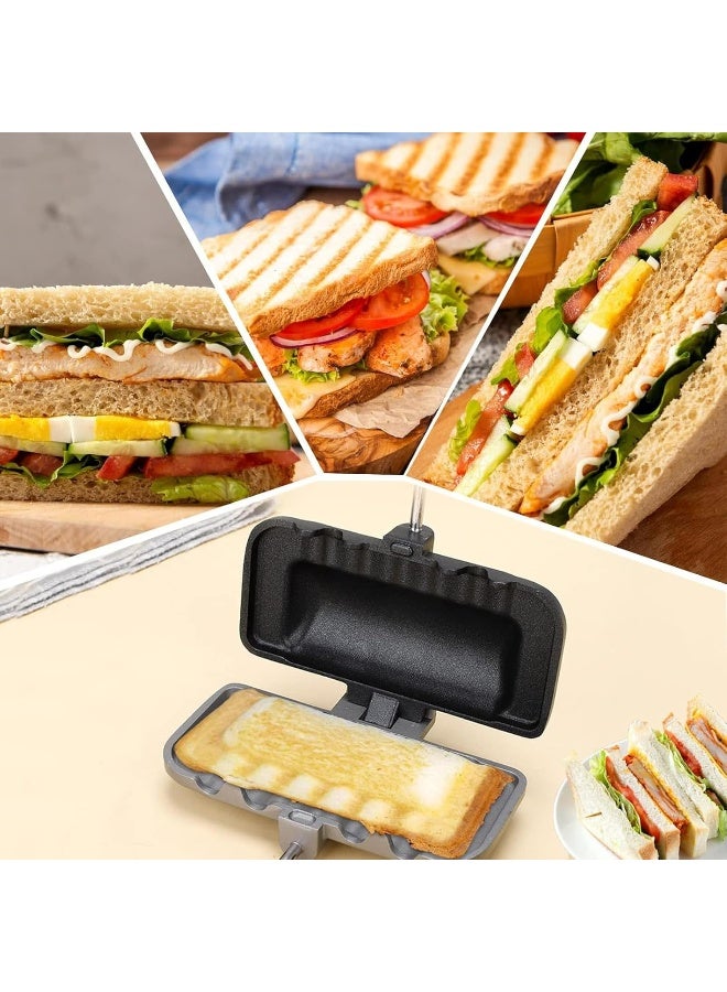 SOPTEC Toasted Sandwich Maker - Double Sided Baking Pan Frying Maker, Detachable Hot Dog Toaster and Grilled Cheese Maker for Pancakes, Toast - Image 4