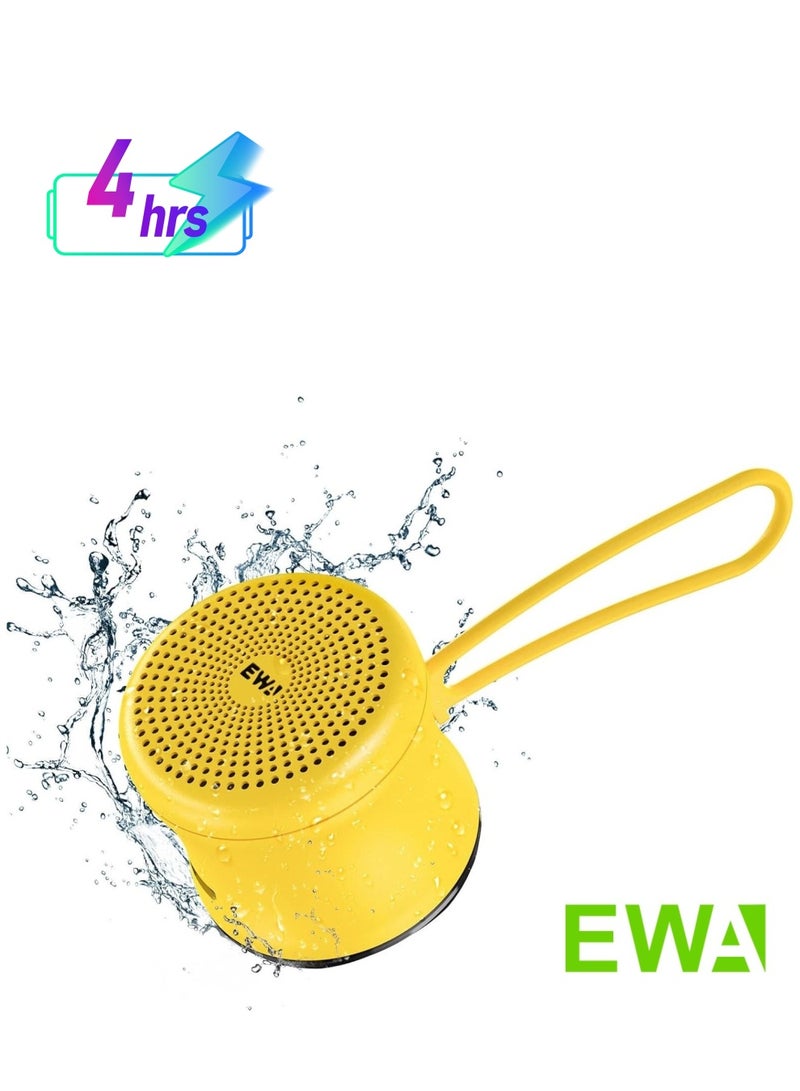 EWA مكبر صوت بلوتوث ميني EWA A119 مع حبل، مكبر صوت صغير مع مشعاع باس، مقاوم للماء IPX7، صغير ولكنه قوي، مكبر صوت معدني محمول لطيف للغاية للمنزل، المكتب، السفر، والأنشطة الخارجية (أصفر) - Image 1