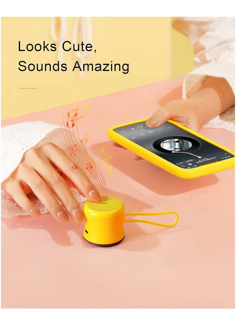 EWA مكبر صوت بلوتوث ميني EWA A119 مع حبل، مكبر صوت صغير مع مشعاع باس، مقاوم للماء IPX7، صغير ولكنه قوي، مكبر صوت معدني محمول لطيف للغاية للمنزل، المكتب، السفر، والأنشطة الخارجية (أصفر) - Image 2