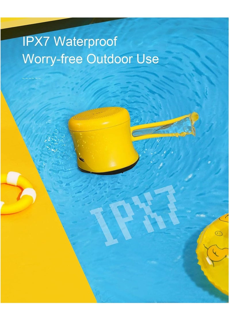 EWA مكبر صوت بلوتوث ميني EWA A119 مع حبل، مكبر صوت صغير مع مشعاع باس، مقاوم للماء IPX7، صغير ولكنه قوي، مكبر صوت معدني محمول لطيف للغاية للمنزل، المكتب، السفر، والأنشطة الخارجية (أصفر) - Image 3