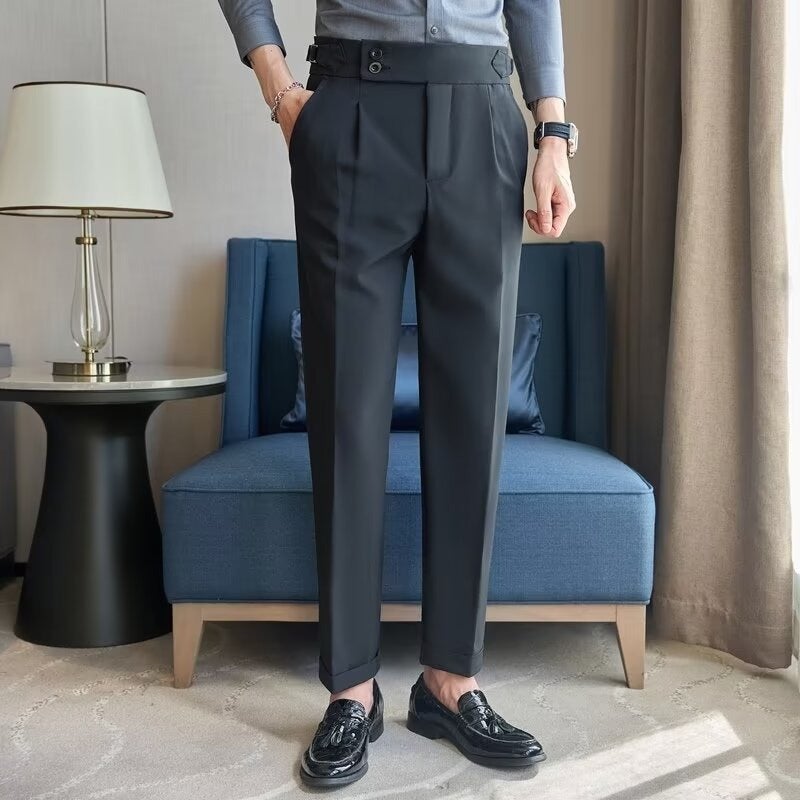 سروال بدلة للرجال ربيع صيف أسود قابل للتنفس متعدد الاستخدامات بأسلوب كوري سروال غير رسمي للمكتب احترافي رسمي ضيق - Image 3