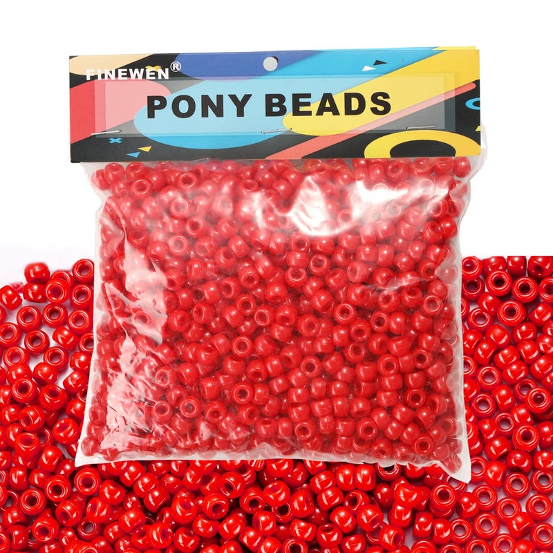 Red Pony Beads1200Pcs 6x9mm Hair BeadsPony Beads BulkBeads for Bracelets MakingBeads for Hair Braids Red