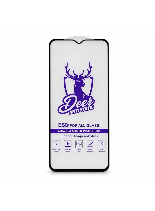 DEER Premium Ghazala Shield Anti-Static Full Cover Tempered Glass Screen Protector for Vivo Y20s - Black Edge - Image 2