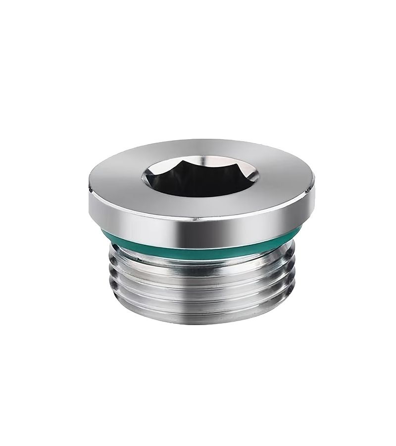 1pc Galvanized Carbon Steel Bspp Thread Plug With Ed Ring Seal G1 5 Size Hex Sealed Plugs For Hydraulic Pneumatic Water Pipe Industrial Plumbing Fittings - Image 1