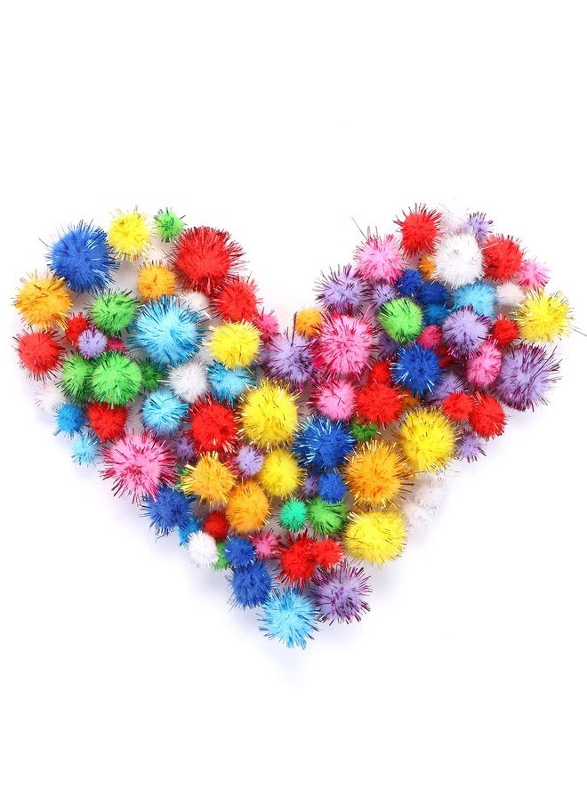 Harapu Assorted Size Small Sparkle Balls, Tinsel Pom Poms Puff Balls Glitter Pompoms For Cat Kittens Arts Crafts Toys Diy Christmas, 100 Pcs  - Image 1