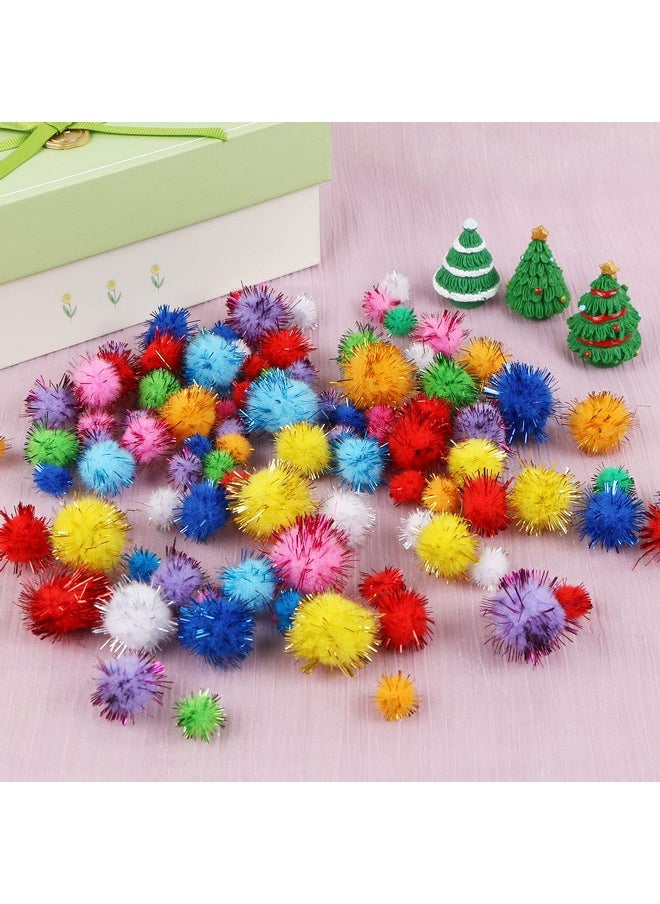 Harapu Assorted Size Small Sparkle Balls, Tinsel Pom Poms Puff Balls Glitter Pompoms For Cat Kittens Arts Crafts Toys Diy Christmas, 100 Pcs  - Image 4