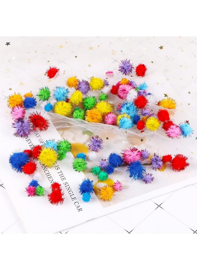 Harapu Assorted Size Small Sparkle Balls, Tinsel Pom Poms Puff Balls Glitter Pompoms For Cat Kittens Arts Crafts Toys Diy Christmas, 100 Pcs  - Image 5