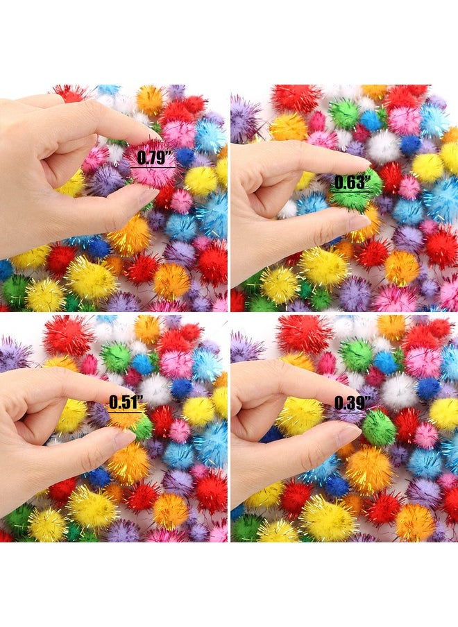 Harapu Assorted Size Small Sparkle Balls, Tinsel Pom Poms Puff Balls Glitter Pompoms For Cat Kittens Arts Crafts Toys Diy Christmas, 100 Pcs  - Image 2