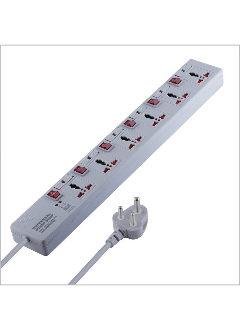 MX MX 6 Outlet Universal Power Strip Extension Board with Individual Fuse Switch for Each Socket Heavy Duty 5 mtr Power Cord with Child Saftey Shutter  - Image 1