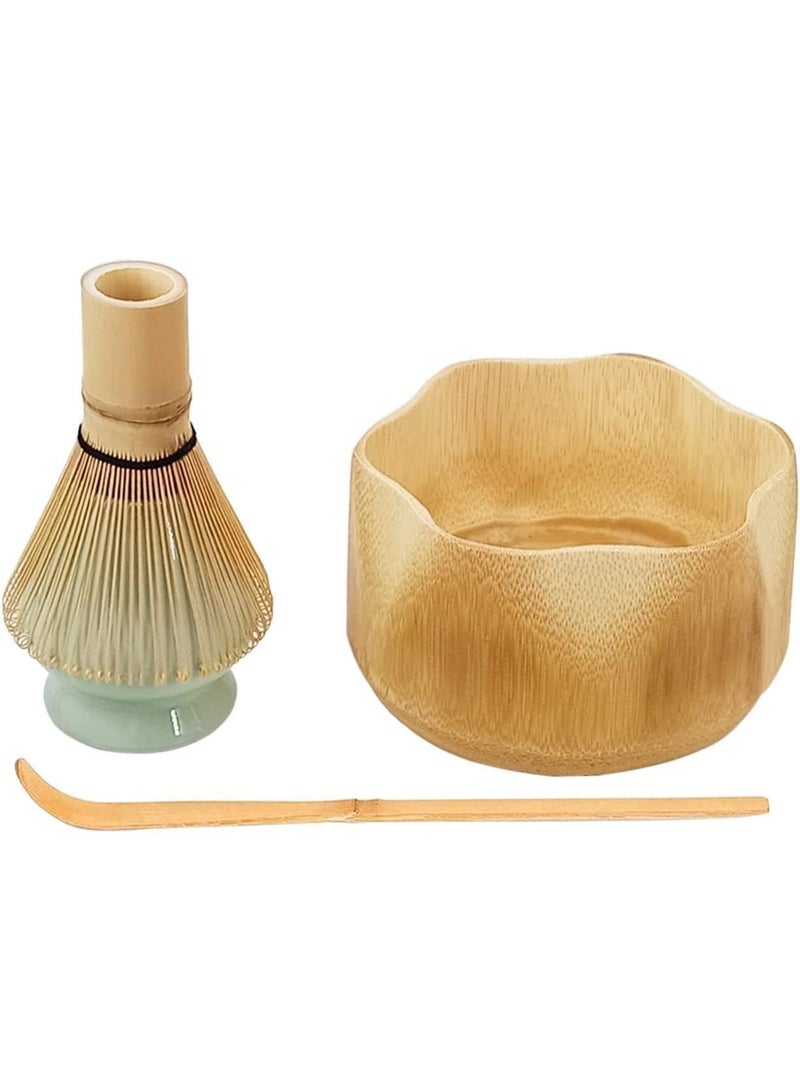 3 Pcs Japanese Matcha Tea Set, Matcha Tea Set, Bamboo Matcha Bowl, Matcha Whisk and Green Whisk Stand, Traditional Tea Scoop, To Prepare An Authentic Cup of Matcha - Image 1