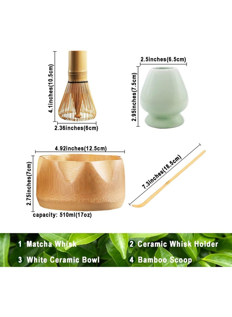 3 Pcs Japanese Matcha Tea Set, Matcha Tea Set, Bamboo Matcha Bowl, Matcha Whisk and Green Whisk Stand, Traditional Tea Scoop, To Prepare An Authentic Cup of Matcha - Image 2