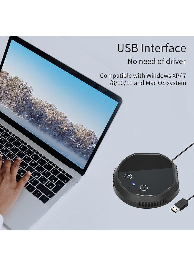 Generic - Desktop USB Conference Speakerphone Microphone 360° Omnidirectional Condenser Plug & Play PC Computer Mic Support BT Speaker Touch-Sensor Buttons Mute Function Compatible with Windows Mac - Image 1