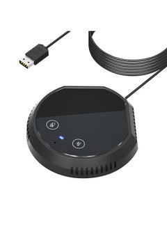 Desktop USB Conference Speakerphone Microphone 360° Omnidirectional Condenser Plug & Play PC Computer Mic Support BT Speaker Touch-Sensor Buttons Mute Function Compatible with Windows Mac