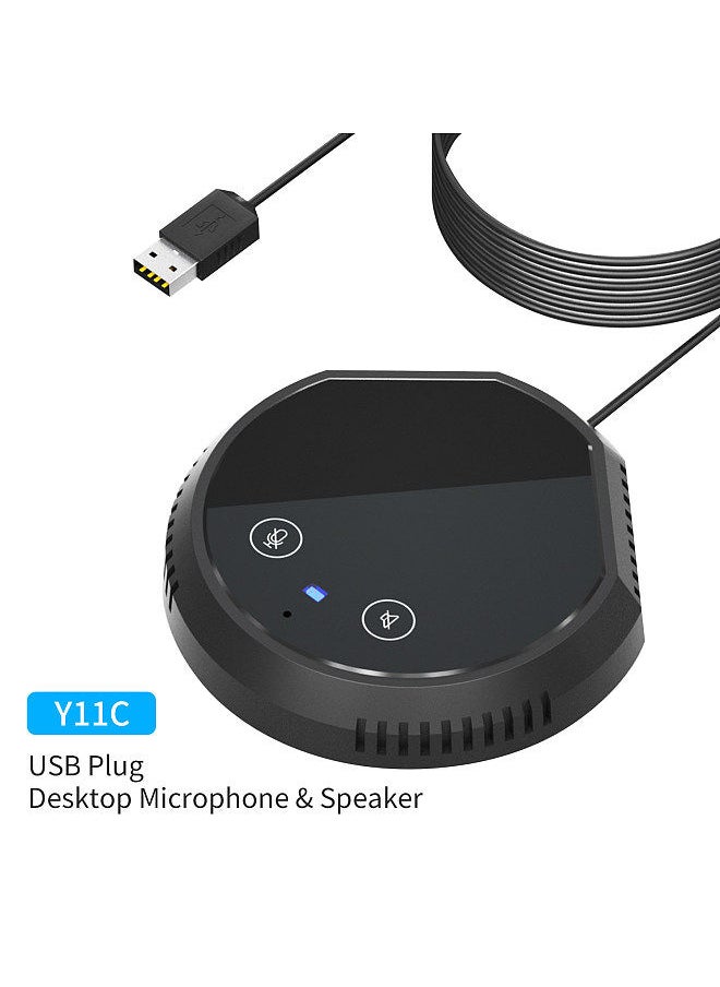 Generic - Desktop USB Conference Speakerphone Microphone 360° Omnidirectional Condenser Plug & Play PC Computer Mic Support BT Speaker Touch-Sensor Buttons Mute Function Compatible with Windows Mac - Image 1