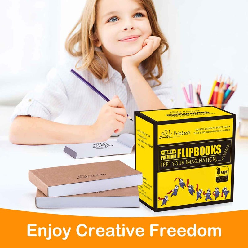 PRIMBEEKS Premium Blank Flipbooks, 720 Sheets (1440 Pages) No Bleed Flip Book Kit, 4.5" x 2.5" Drawing Paper for Animation, Sketching, Cartoon Creation. - Image 5