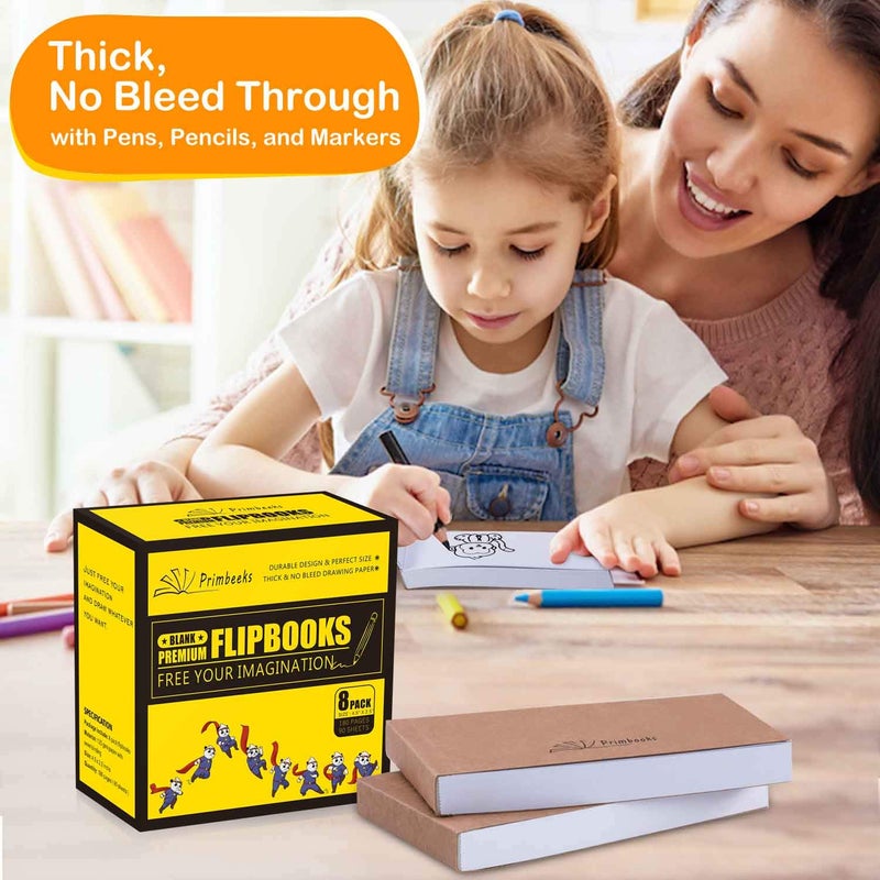 PRIMBEEKS Premium Blank Flipbooks, 720 Sheets (1440 Pages) No Bleed Flip Book Kit, 4.5" x 2.5" Drawing Paper for Animation, Sketching, Cartoon Creation. - Image 3