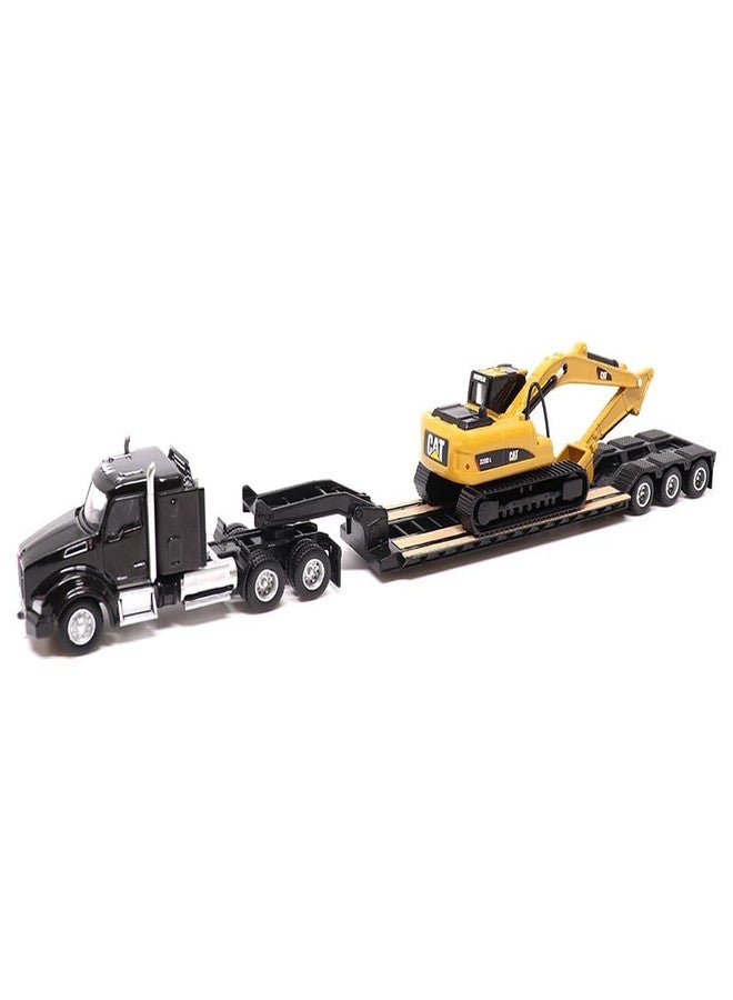 Diecast Masters | 1:87 Scale Kenworth T880s SBFS 40in-Sleeper Tandem Tractor with Lowboy Trailer and Cat 320D L Hydraulic Excavator | Model 84420 - Image 1