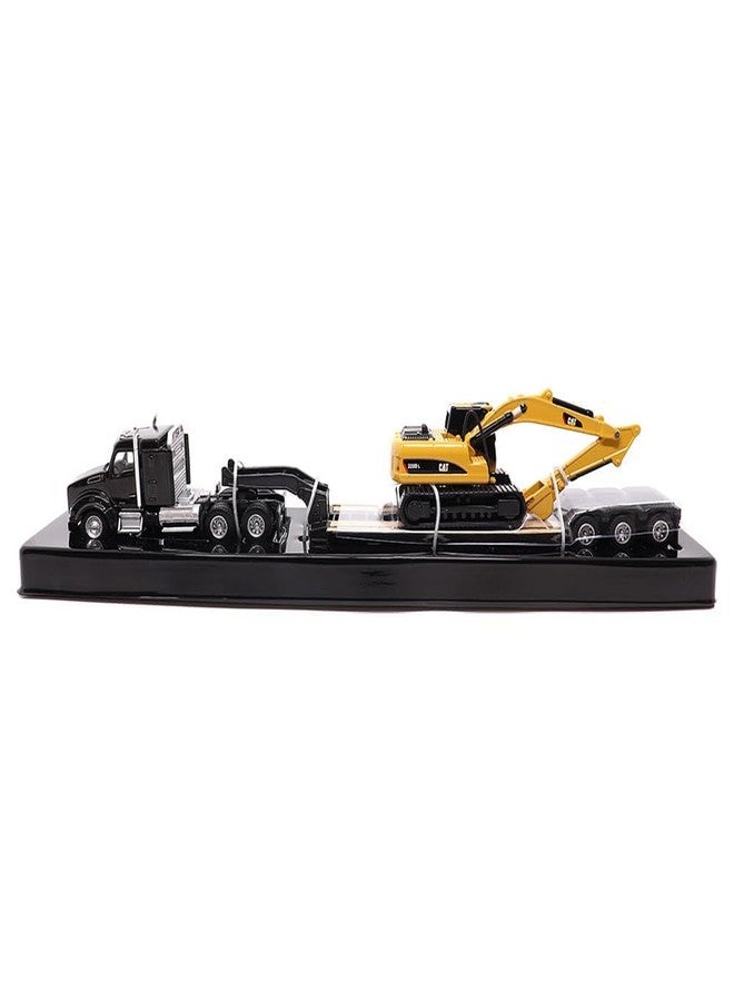 Diecast Masters | 1:87 Scale Kenworth T880s SBFS 40in-Sleeper Tandem Tractor with Lowboy Trailer and Cat 320D L Hydraulic Excavator | Model 84420 - Image 2