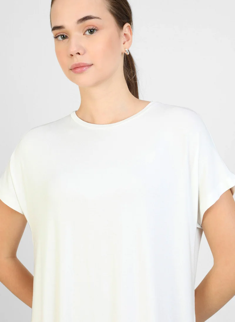 بنين من مودانيسا Off White - Crew neck - Unlined - Modest Dress - Refka