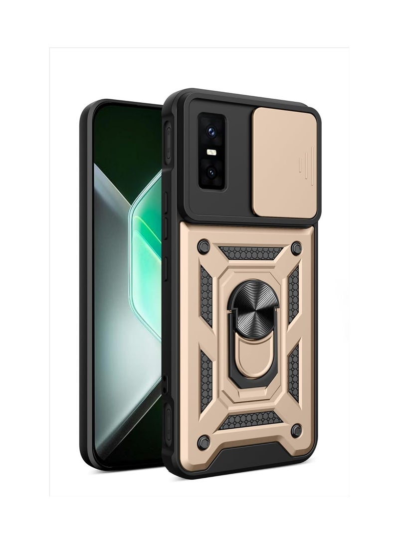 general Compatible Infinix GT 30 Pro 5G Case with Sliding Camera Cover Heavy Duty Grade Shock Resistant Magnetic Ring Mount Bracket Case