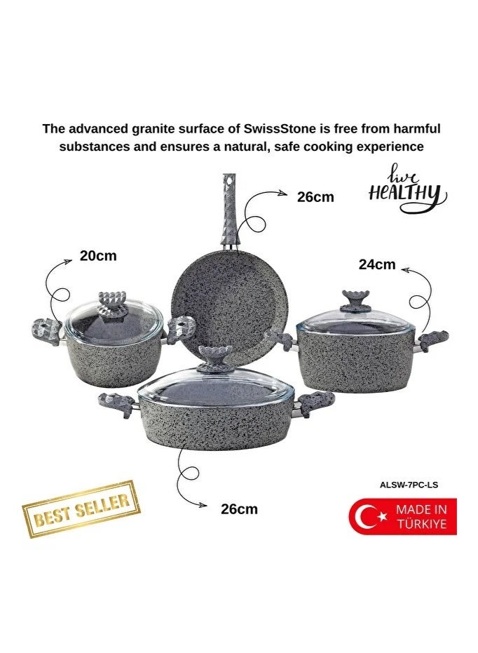 ALFA Swiss Stone Granite 7-Piece Cookware Set, Induction Compatible, Made in Türkiye - Image 3