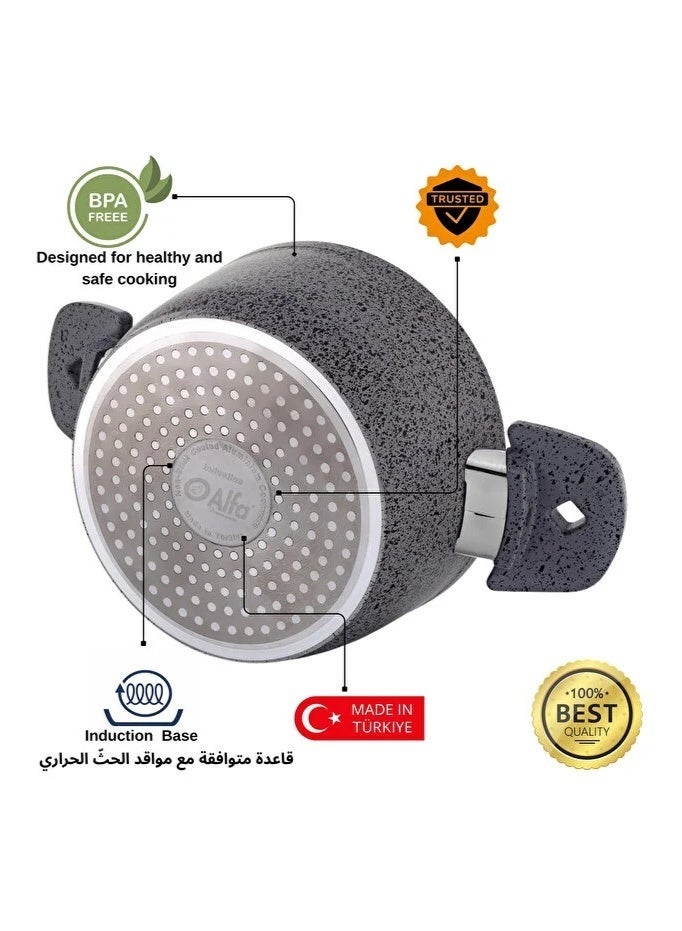 ALFA Swiss Stone Granite 7-Piece Cookware Set, Induction Compatible, Made in Türkiye - Image 2